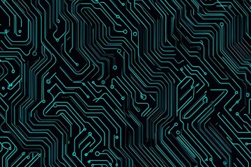 abstract close-up of a glowing blue digital circuit board, showcasing intricate connections and tech