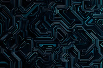 abstract close-up of a glowing blue digital circuit board, showcasing intricate connections and tech