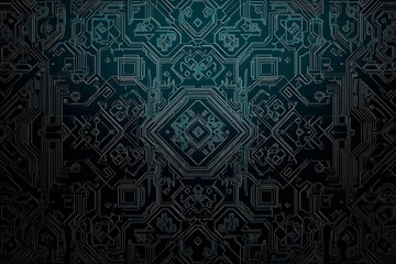 abstract close-up of a glowing blue digital circuit board, showcasing intricate connections and tech