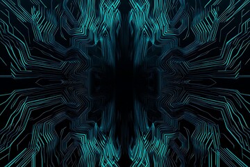 abstract close-up of a glowing blue digital circuit board, showcasing intricate connections and tech