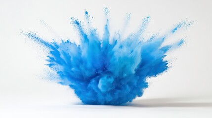 Wall Mural - bright blue holi paint color powder festival explosion burst isolated white background. industrial p