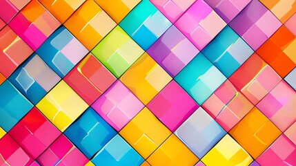Wall Mural - a pattern of colorful squares arranged in a diamond pattern.