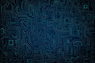 abstract close-up of a glowing blue digital circuit board, showcasing intricate connections and tech