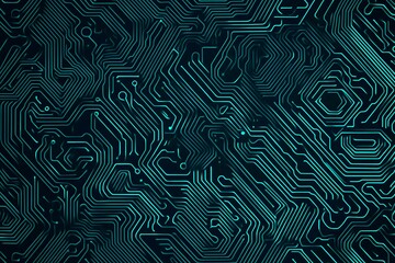 abstract close-up of a glowing blue digital circuit board, showcasing intricate connections and tech