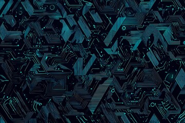 abstract close-up of a glowing blue digital circuit board, showcasing intricate connections and tech