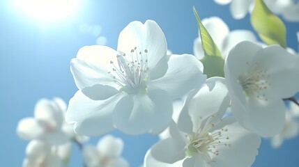 Canvas Print - white flowers on blue background