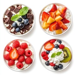 Wall Mural - Fruit salads with chocolate yogurt 