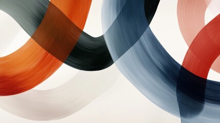 Wall Mural - A painting of two overlapping circles with a blue and red stripe in the middle