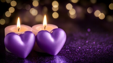 Canvas Print - candles on a purple background