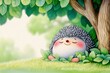 © siriwan - Adorable Hedgehog Resting Under A Lush Green Tree