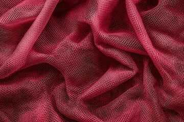 Canvas Print - Close Up Of Deep Red Glittering Fabric With Draped Folds