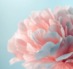 Poster - Delicate Pink and Blue Peony Blossom Close Up