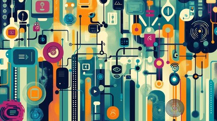 Interlinked digital networks diverse tech patterns for enhanced cyberspace connection