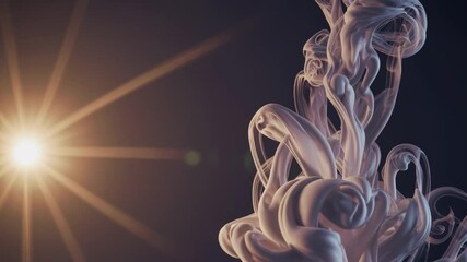 Aufkleber - Glittering metallic shards rotating in midair, reflecting bursts of colored light against a dark, empty void.
