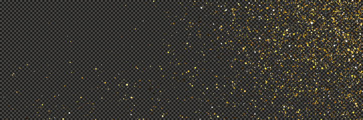 Wall Mural - gold glittering dust with stars on transparent backdrop