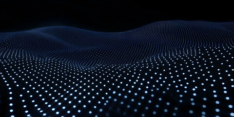 Wall Mural - abstract 3d background forms glowing dots waving smoothly in the dark space