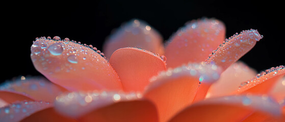 Fototapete - Glistening dew-kissed petals create a stunning focal point against a dark background