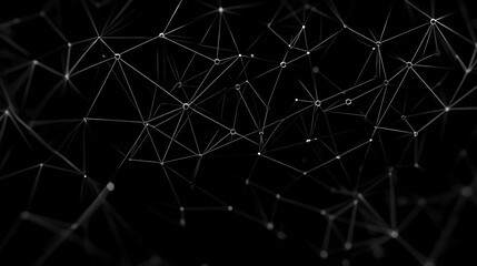 Wall Mural - abstract 3d network structure connects with dots and lines on a dark background, forming a complex w