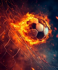 Canvas Print - soccer ball in fire