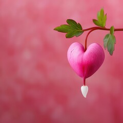 Canvas Print - Pink Heart Shaped Flower Blossom on a Branch