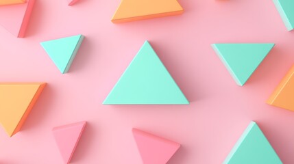 Wall Mural - colorful geometric shapes on soft pink background for modern design and creative projects