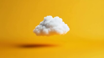 Aufkleber - Minimalist concept featuring a single white cloud levitating above a vibrant orange background, creating a surreal and dreamlike atmosphere with a focus on simplicity and graphic design
