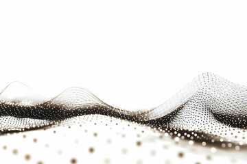 Wall Mural - abstract 3d wireframe landscape forms gentle waves across a white background