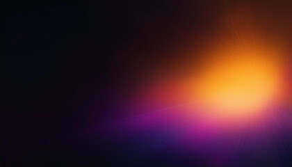 Wall Mural - Abstract Yellow orange purple ultraviolet defocused radiance soft texture on dark black empty space background. Neon blur glow. Color light overlay. Copy space.