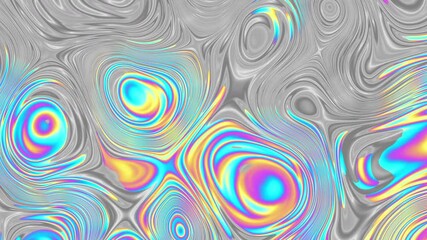 Poster - Liquid. Liquid metal. Mercury. Melting silver. Hypnotism. Hypnosis. Abstraction, Psychedelic. Hallucinations. Multi-colored deformation. Loop Background