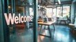 © vlntn - Modern Office Welcome Sign and Workspace