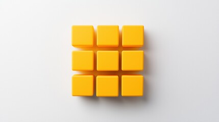 Wall Mural - Arrangement of yellow blocks on a white background