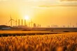 © Juergen Baur - Ein goldenes Weizenfeld im Vordergrund symbolisiert Landwirtschaft und traditionelle Industrien. Im Hintergrund zeigen moderne Fabriken, Windturbinen und eine Skyline wirtschaftlichen Fortschritt.