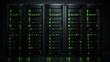 © Almahyra - Illuminated server racks in a dark room.