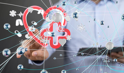 Leinwandbilder -  Ui icon medical in hospital with medical technology network concept