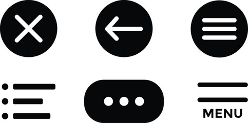 Wall Mural - hamburger menu icons set for web and mobile apps. line icons, dropdown menu, application buttons, ve