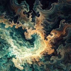 Wall Mural - Abstract swirling teal and gold texture; design background