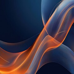 Wall Mural - Abstract orange blue waves dark background design