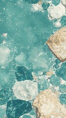 Wall Mural -   A close-up of rocks and water in a body of water, surrounded by rocks on both sides