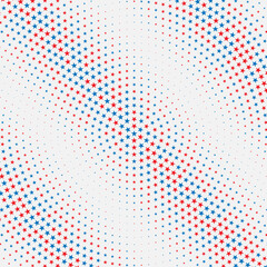 Aufkleber - Background with pentagonal stars. Blue and red colors over white background like colors US flag. Abstract halftone illustration.