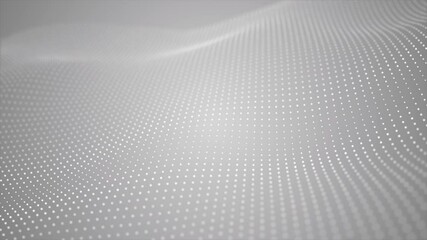 Canvas Print - clean elegant particle waves flowing on gradient light grey and white background. abstract geometric