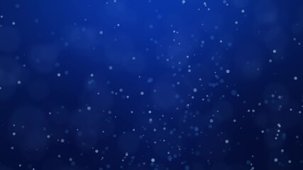 Wall Mural - seamless looping background animation of floating blue and white particles rising diagonally. dark b