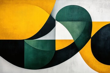 Wall Mural - vibrant abstract painting with dynamic yellow and black geometric shapes
