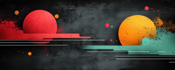 Wall Mural - abstract art with vibrant colored planets and textures in motion