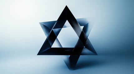 three dimensional star shape with sleek, modern design, set against soft blue background, evokes sense of tranquility and depth