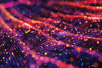 Wall Mural - close up horizontal abstract illustration of a glowing virtual cyber background