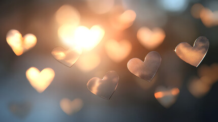 Canvas Print - heart shaped bokeh background