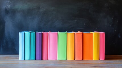 Wall Mural - a row of books sitting on top of a wooden table