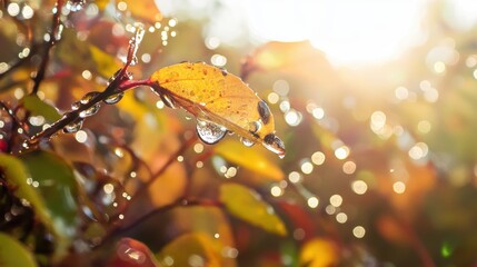 Wall Mural - a leaf with water droplets on it