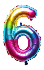 Wall Mural - PNG Birthday balloon number 6 celebration inflatable decoration.