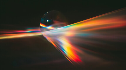 Aufkleber - Mesmerizing abstract display of colorful light refractions on a black background. Rainbow hues of red, orange, yellow, green, blue, and violet create a dynamic, flowing, and ethereal optical pattern b
